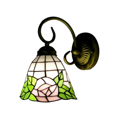 

Loft 9.8"H Wall Sconce with Floral Pattern Shade in Vintage Style