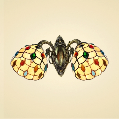 Classic Art 14-Inch Wide Wall Sconce in Tiffany Style with Jewels Embellished , 2-Light