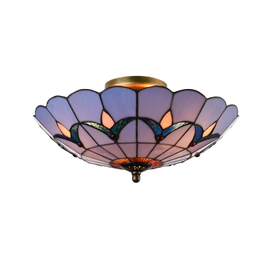 Tulip Pattern Tiffany Flush Mount Ceiling Fixture With