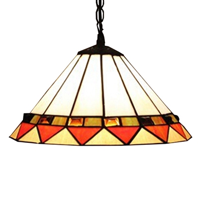 12" W Simple Ceiling Pendant with Tiffany-Style Muticolored Conical Glass Shade