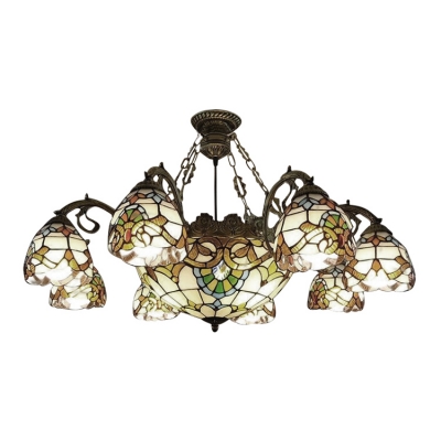 Victorian Design Inverted Colorful Glass M&S Light Chandelier 2 Sizes Available
