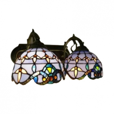 Baroque Tiffany Style Stained Glass Wall Sconce with Handmade Shade