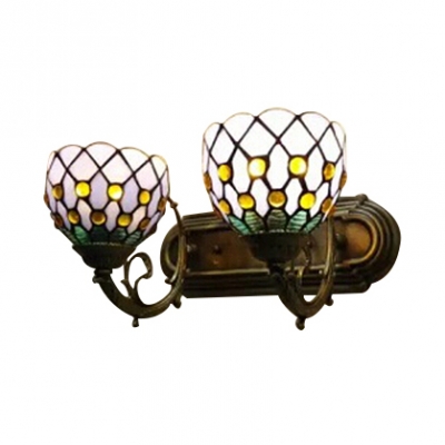 Simple Design 14-Inch Wide Tiffany Style 2 Light Wall Lamp Up Lighting