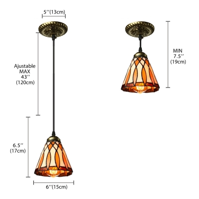 5 Inch Bell Shade Stained Glass Tiffany One-light Mini Pendant Lighting