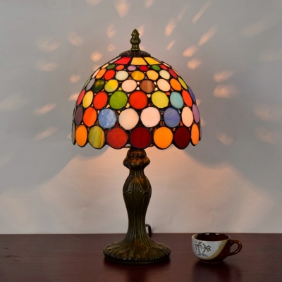 Dome Shade Multi Colored Small Circle, Small Stained Glass Table Lamp