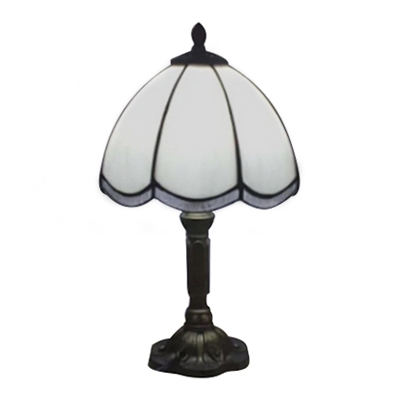 8 Inch Blue/White Glass Tiffany Style One-light Bedside Table Lamp