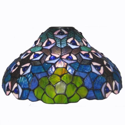 Lively Peacock Design 12 Inch Living Room Table Lamp  in Tiffany Stained Glass Style
