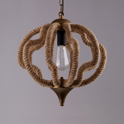 Industrial 11.8''W Pendant Light with Rope Shade in Vintage Style