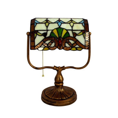 Tiffany Style Bank Lamp 1 Light Table Lamp with Multicolored Glass Shade