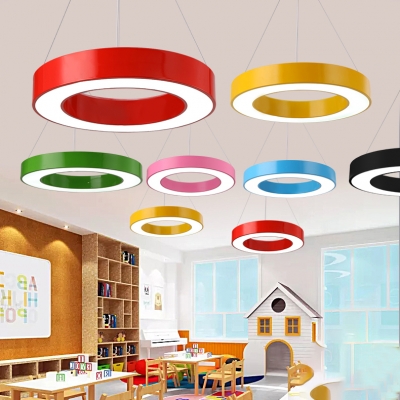 O Shape Suspended Lamp Letters&Numbers Colorful Foyer Kids Room Acrylic Pendant Light in Warm/White