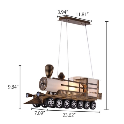 Train Shape Suspended Light Amusement Park Metallic LED Lighting Fixture in Antique Bronze Finish