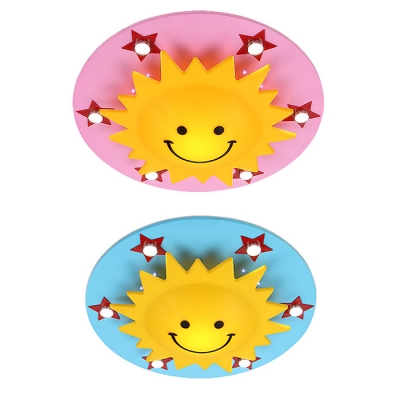 Multicolored Sun Flush Mount Decorative Plastic Multi Lights Lighting Fixture for Nursing Room