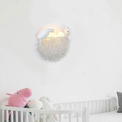 Nest Shape 4 Lights Wall Sconce White Glass Shade Art Deco Wall Mount Light for Living Room