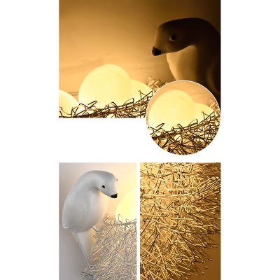 Nest Shape 4 Lights Wall Sconce White Glass Shade Art Deco Wall Mount Light for Living Room