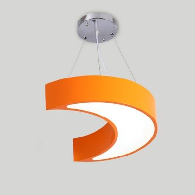 Acrylic Moon Shade Suspended Light Colorful Modernism Boys Girls Room LED Pendant Lamp in White/Third Gear