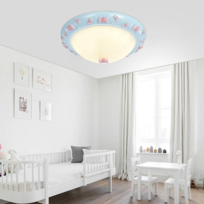 Lovely Bowl Shade Flushmount Girls Room Corridor Opal Glass Single Head LED Ceiling Fixture