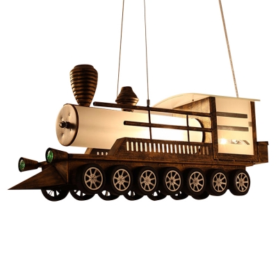 Train Shape Suspended Light Amusement Park Metallic LED Lighting Fixture in Antique Bronze Finish