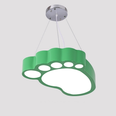 Creative Footprint Hanging Lamp Nursing Room Bedroom Acrylic LED Suspended Light in White