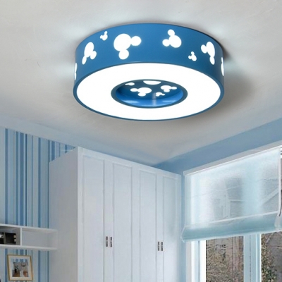 Cartoon Style Round LED Ceiling Lamp Game Room Acrylic Flush Light Fixture in White/Third Gear