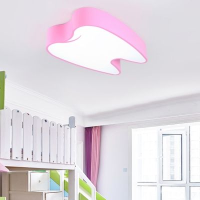 Acrylic LED Flush Mount with Tooth Shape Pink/Yellow Lighting Fixture for Children Bedroom