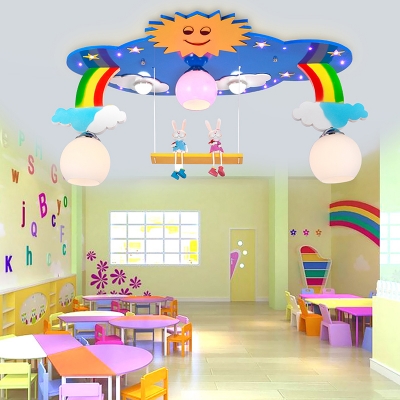 Rainbow Ceiling Lamp With Rabbit Decoration Baby Nursing Room