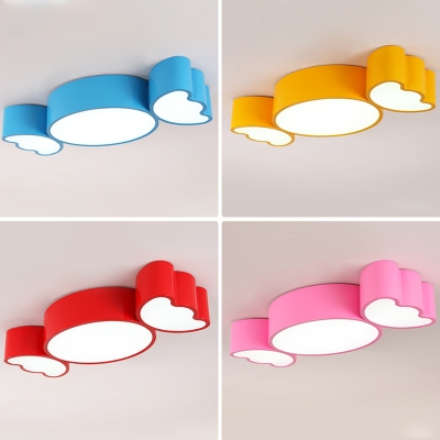 Sweet Candy Shape Ceiling Fixture Colorful Girls Room Acrylic LED Flush Light in White
