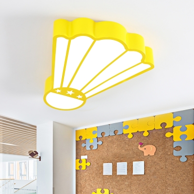 Basketball/Badminton Flush Mount Sport Theme Kids Bedroom Acrylic LED Ceiling Lamp in Pink/Yellow