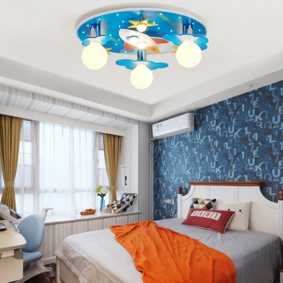 Acrylic Ultra Thin LED Flush Light Fixture with Star Design Boys Room 1/8 Light Ceiling Fixture in Blue