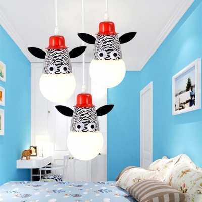 Zebra/Monkey/Giraffe Pendant Light Children Kids Bedroom Metal Single Head Suspended Light