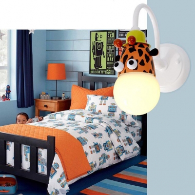 Monkey/Giraffe/Zebra Sconce Light Hallway Kids Room Plastic Single Head Wall Lighting in Multi Color