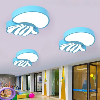 Adorable Blue Jellyfish LED Flushmount Modern Acrylic LED Ceiling Fixture for Boys Girls Room