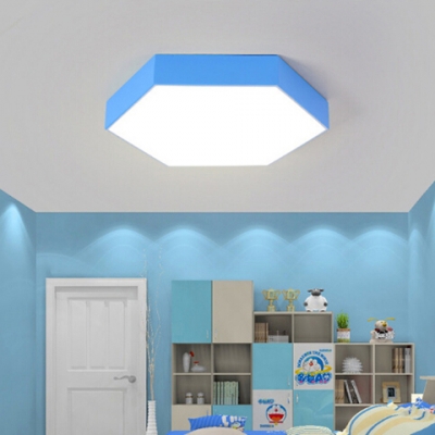 Hexagon 1 Head LED Flushmount Colorful Simple Amusement Park Office Acrylic LED Ceiling Lamp