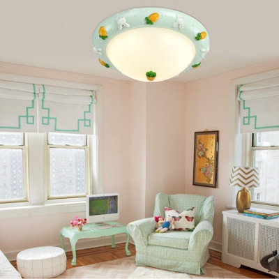 Lovely Bowl Shade Flushmount Girls Room Corridor Opal Glass Single Head LED Ceiling Fixture