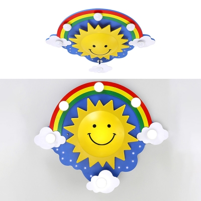 Multicolored Sun Flush Mount Decorative Plastic Multi Lights Lighting Fixture for Nursing Room