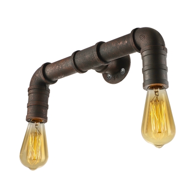 Industrial Vintage Rust Pipe 2 Light Wall Sconce for Barn Farmhouse Porch