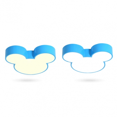 Cartoon Mouse Flush Light Blue/Pink/White Acrylic LED Ceiling Flush Mount for Kids Nursing Room