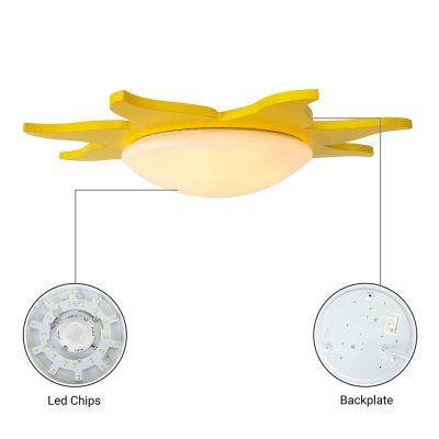 Cute Acrylic LED Flush Light with Sun Shape Blue/Green/Yellow/Red Ceiling Lamp for Kindergarten