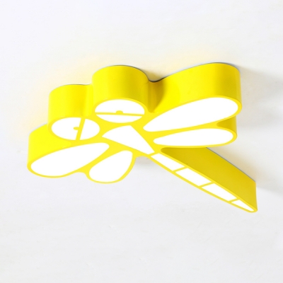 Dragonfly Ceiling Flush Mount Animals&Insects Kindergarten Acrylic LED Flush Light in Yellow