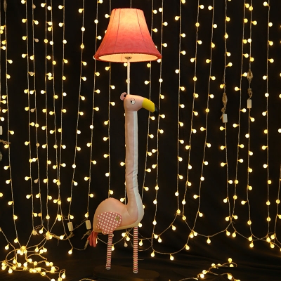 Unique Fabric Bell Shade Standing Light with Flamingo/Christmas Deer/Pink Deer Kids 1 Bulb Floor Lamp