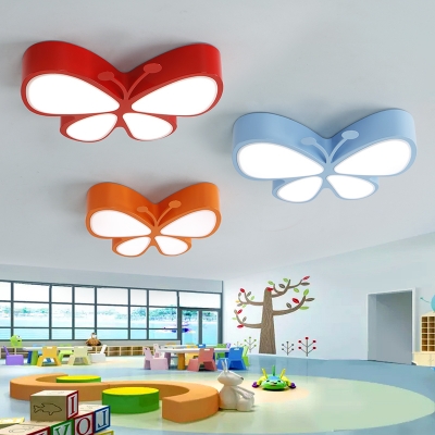 Acrylic Flushmount with Butterfly Blue/Orange/Red LED Flush Light Fixture for Kindergarten