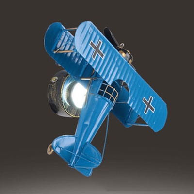 Plug In Biplane 1 Light Wall Sconce Blue/Yellow/Red Plastic Wall Light Fixture for Boys Room