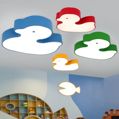 Cartoon Style Duck Ceiling Light Children Kids Room Acrylic Led Flush