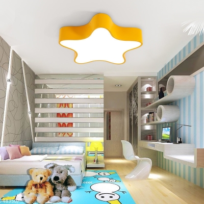 Colorful Modernism Star Flush Light Fixture Acrylic LED Lighting Fixture for Children Bedroom