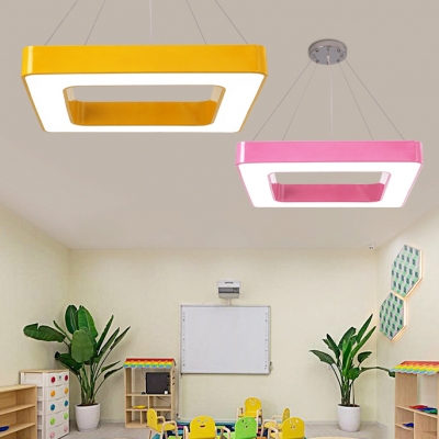 Colorful Stylish Square Hanging Light Sitting Room Acrylic Suspended Lamp in White/Third Gear