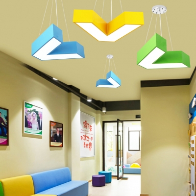 Letter V Ceiling Light Modernism Simple Acrylic Pendant Lamp for Children Bedroom