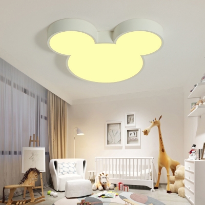 Cartoon Mouse Flush Light Blue/Pink/White Acrylic LED Ceiling Flush Mount for Kids Nursing Room