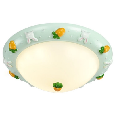 Lovely Bowl Shade Flushmount Girls Room Corridor Opal Glass Single Head LED Ceiling Fixture