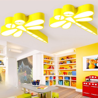 Dragonfly Ceiling Flush Mount Animals&Insects Kindergarten Acrylic LED Flush Light in Yellow