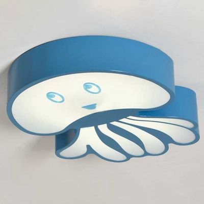 Acrylic Led Flushmount With Octopus Modern Cartoon Blue Green