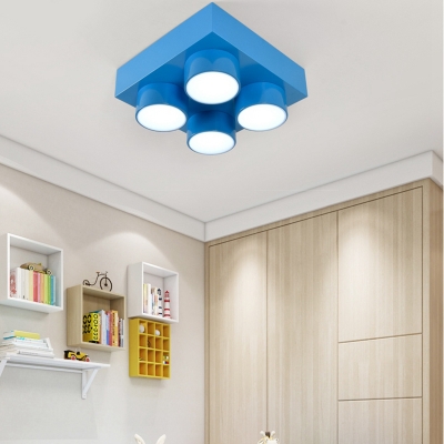 Creative Unique Toy Block Flush Light Modern Colorful Acrylic LED Ceiling Lamp for Kindergarten